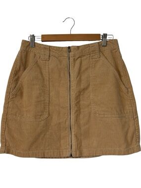 Hollister Tan Ultra High Rise Corduroy Zip Front Skirt